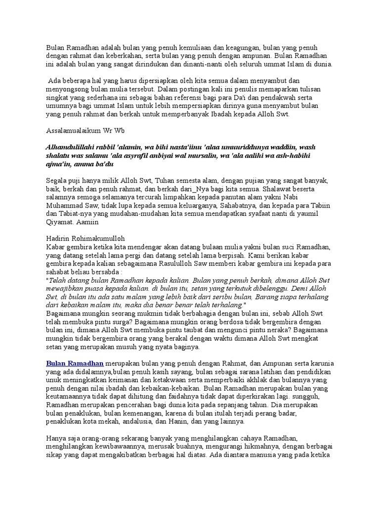 Bulan Ramadhan Adalah Bulan Yang Penuh Kemuliaan Dan Keagungan Pdf