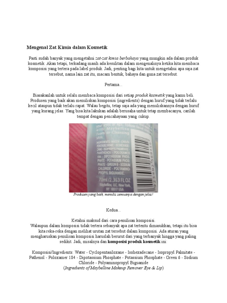 Mengenal Zat Kimia Dalam Kosmetik Pdf