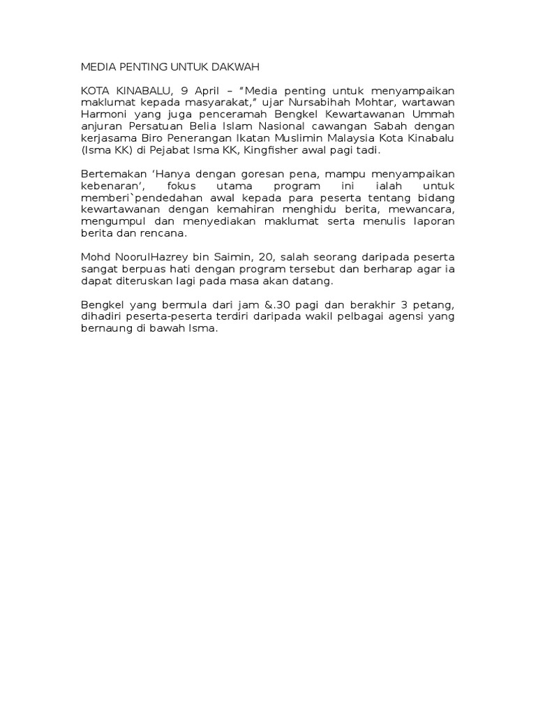 Contoh Berita Program