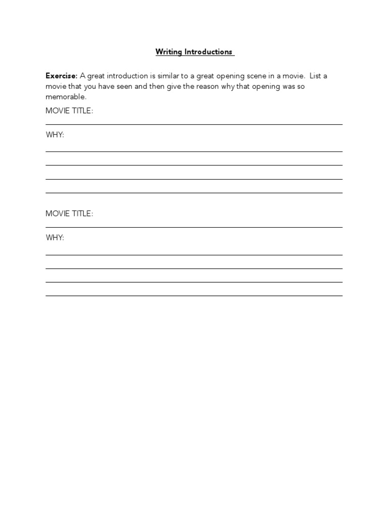 intro paragraph worksheets | Essays | Thesis