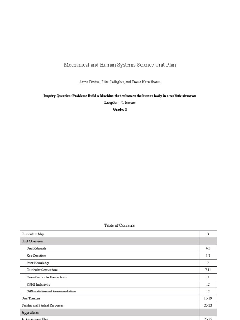 Human Machine Unit Plan | PDF | System | Machines