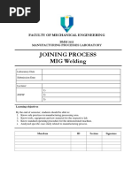 Joining Process MIG Welding: Faculty of Mechanical Engineering