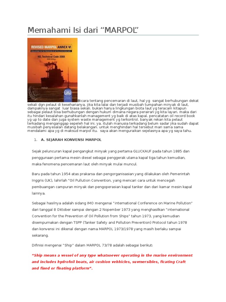 Sejarah dan Isi Konvensi MARPOL | PDF
