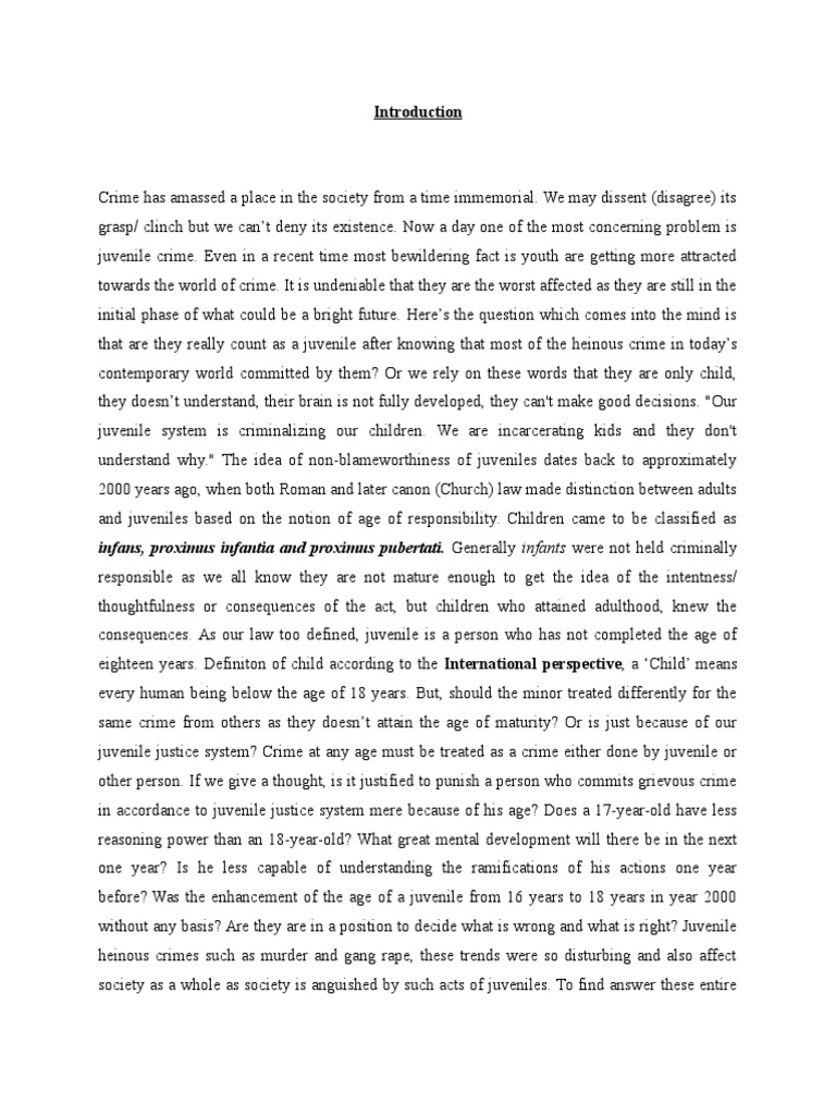 juvenile delinquency essay pdf