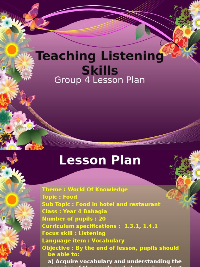 Year 4 Listening Lesson Plan: Food | PDF | Lesson Plan | Cognition