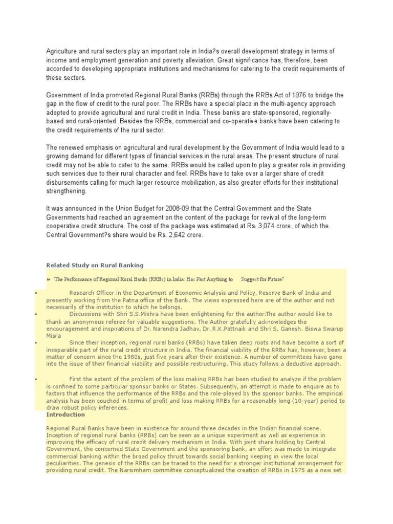 Agriculture and Rural Sectors Play An Important Role in India | PDF ...