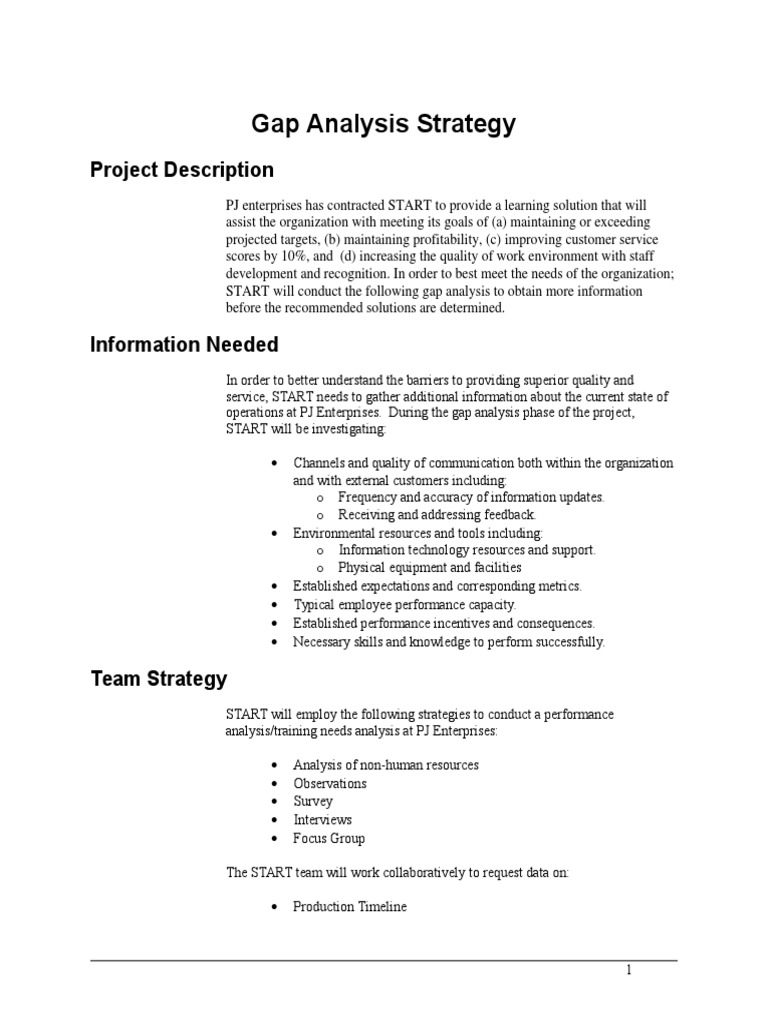 Gap Analysis Strategy for PJ Enterprises | PDF | Strategic Management ...