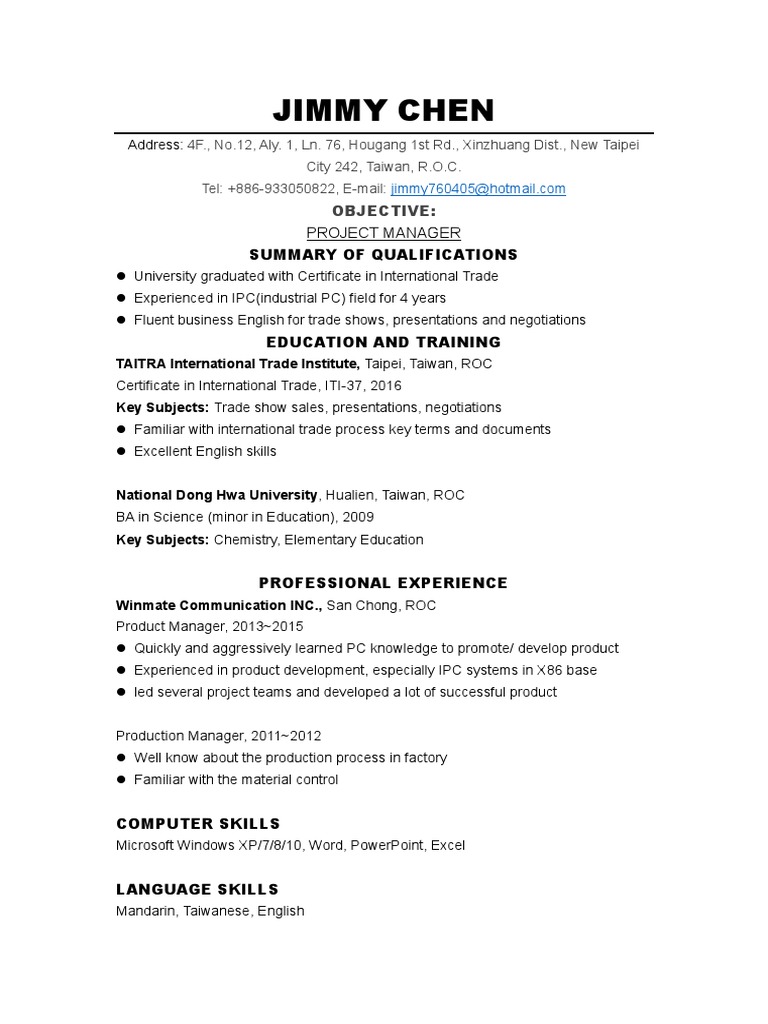Jimmy Resume PDF