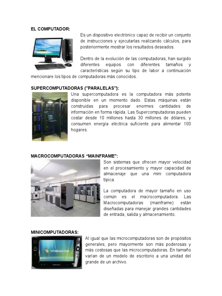 Tipos de Computadoras Según Su Tamaño | Estación de trabajo ...