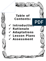 Table of Contents: Rationale Adaptations Lesson Plans Assessment