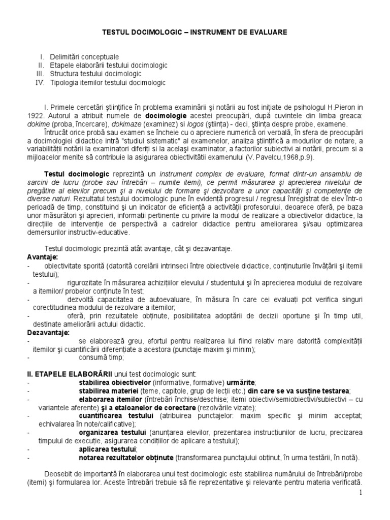 Testul Docimologic | PDF