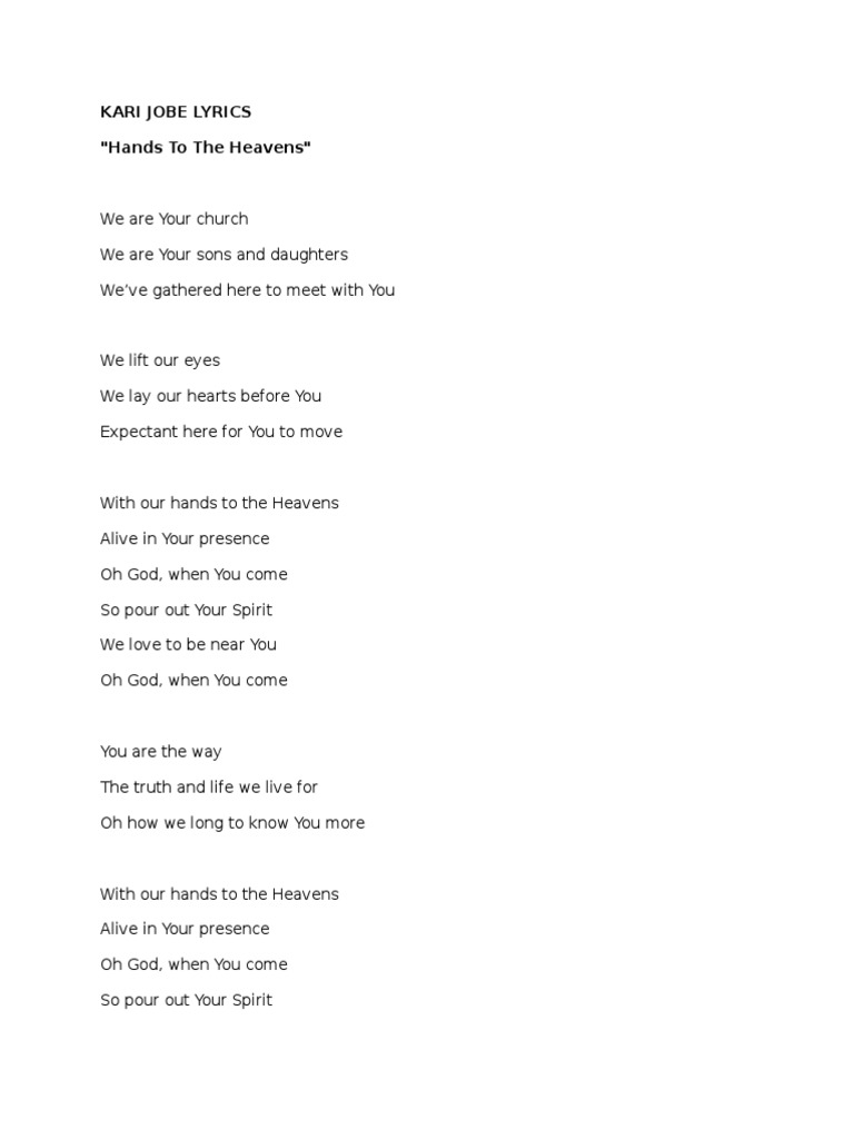 Kari Jobe Lyrics Majestic PDF Heaven Jesus