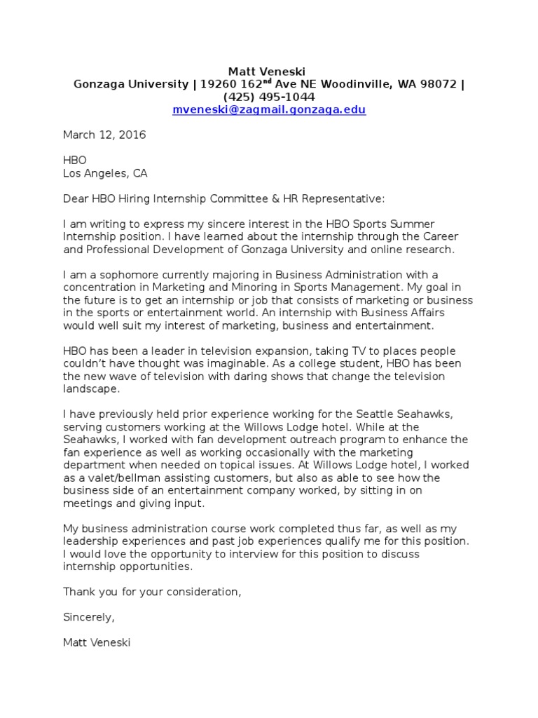 HBO Sports Internship Application | PDF | Career & Growth