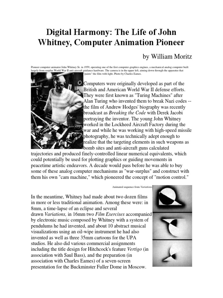 John Whitney: Pioneer of Digital Harmony | PDF | Animation | Anti