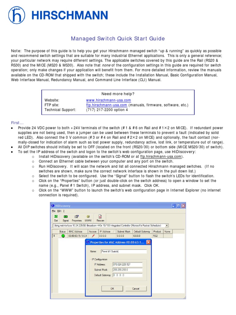 Hirschmann Managed Switch Setup Guide | PDF | Computers