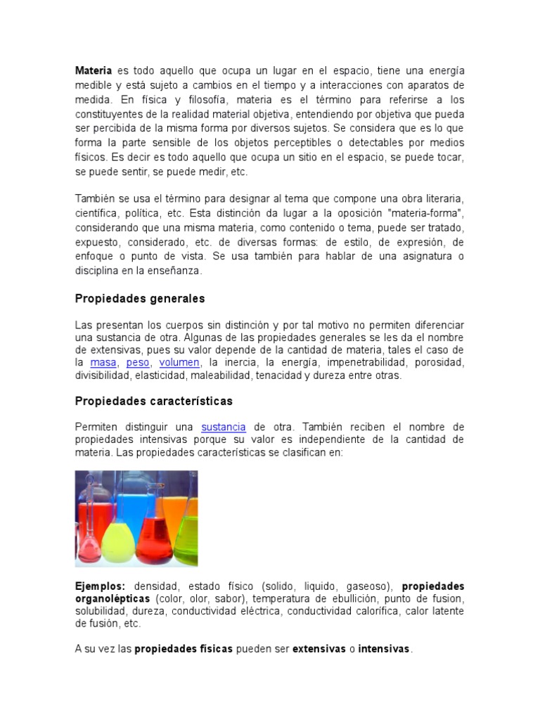 Materia Es Todo Aquello Que Ocupa Un Lugar en El Espacio