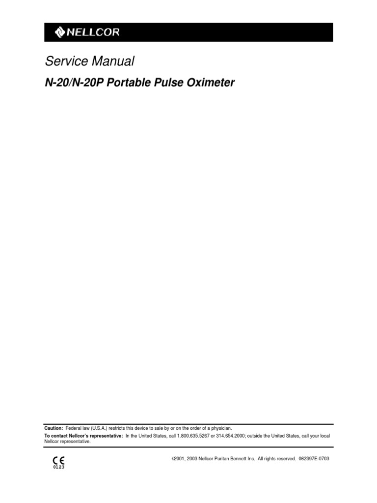 Nellcor N20 Pulse Oximeter Service Manual PDF Electronic