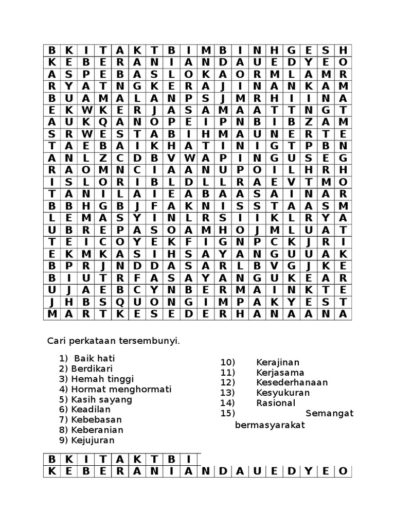 Crossword Puzzle Pendidikan Moral Tingkatan 3  PDF