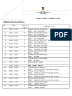 Yearly Lesson Plan (Ylp) 2016 Subject: English Language: SK Manir, 21200 Kuala Terengganu, Terengganu