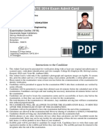 GATE 2014 Exam Admit Card: Examination Centre (1010)