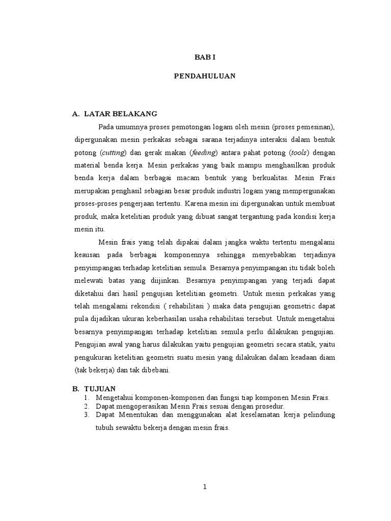 Prosedur Keselamatan Kerja Pada Mesin Frais Seputar Mesin