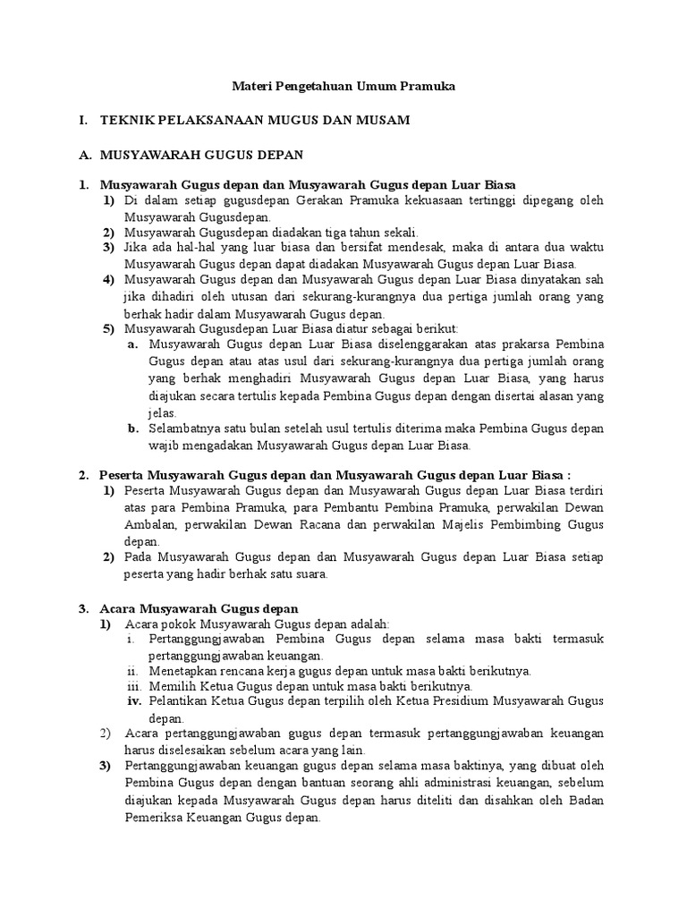Materi Pengetahuan Umum Pramuka