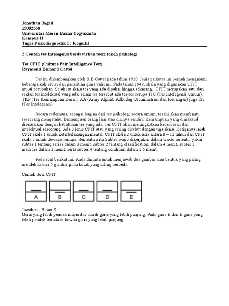 Contoh Soal Tes Intelegensi