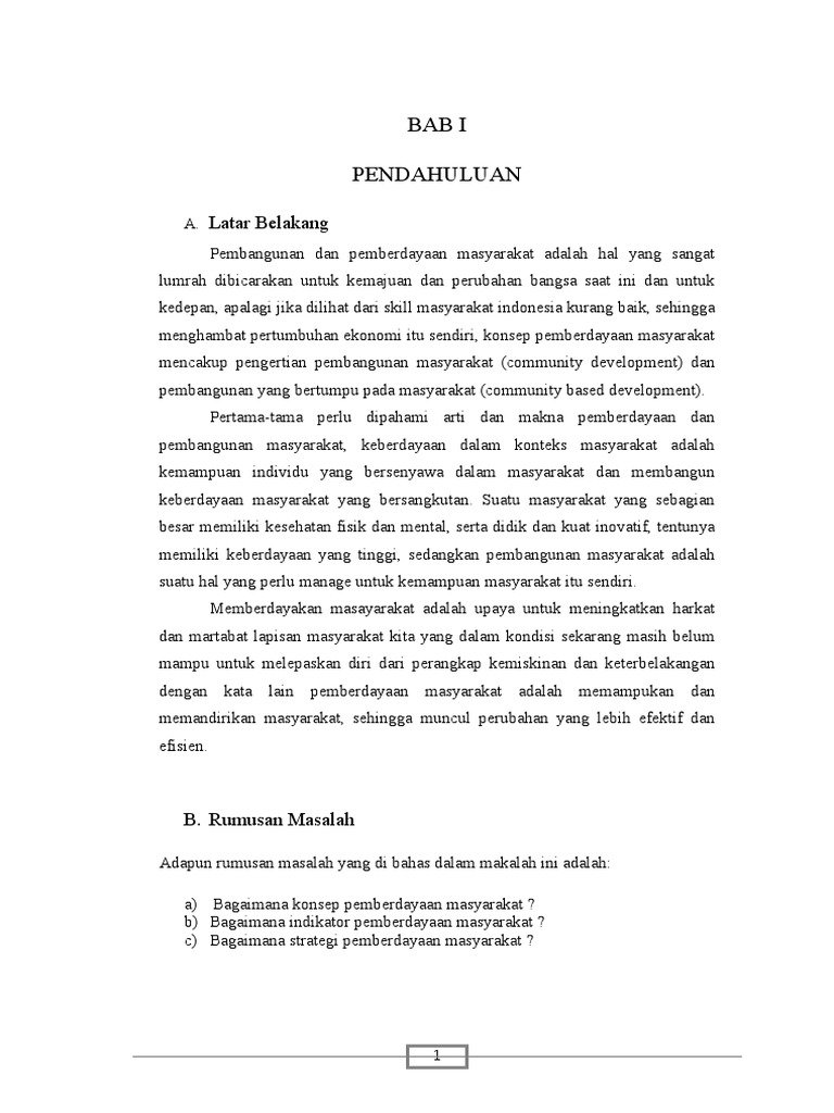 Konsep Indikator Dan Strategi Pemberdayaan Pengembangan Masyarakat