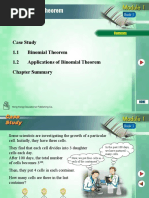 Binomial Theorem: 1.1 Binomial Theorem 1.2 Applications of Binomial Theorem Chapter Summary Case Study