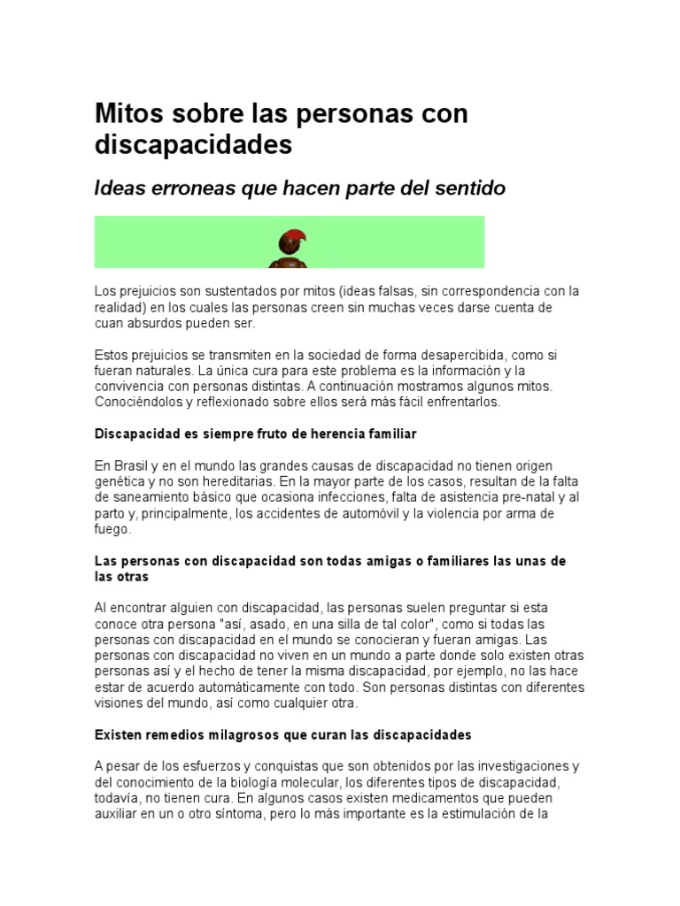 Mitos Sobre Las Personas Con Discapacidades | Invalidez | Discapacidad ...