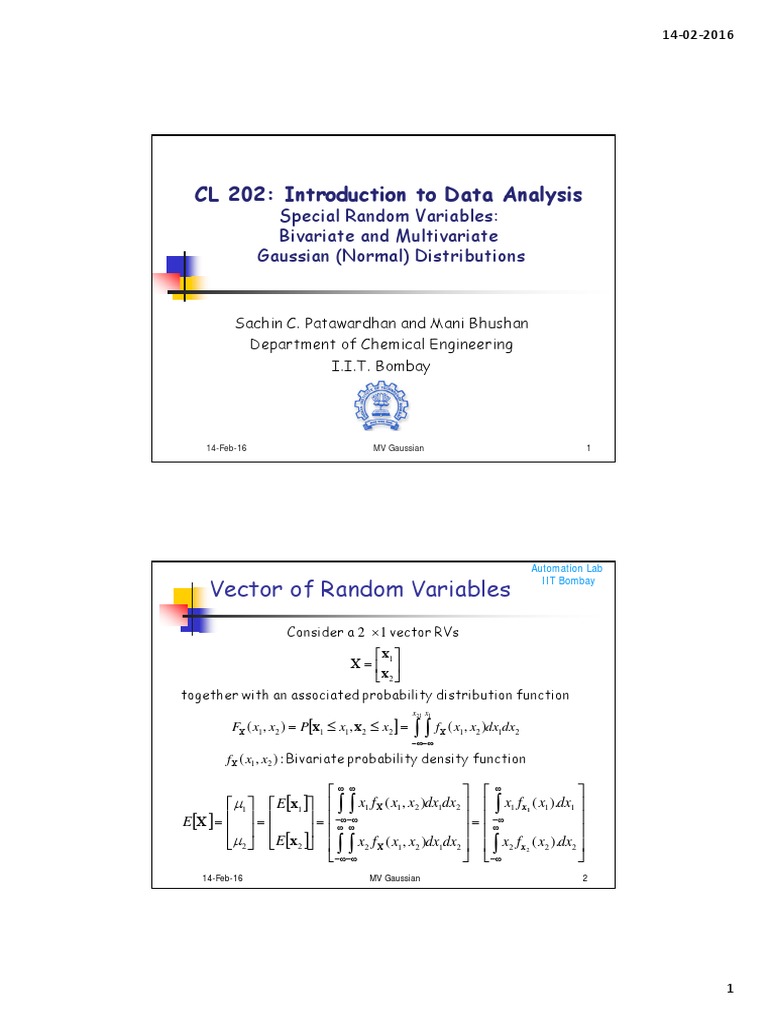 CL 202 Multivariate Gaussian Handout | PDF | Normal Distribution ...