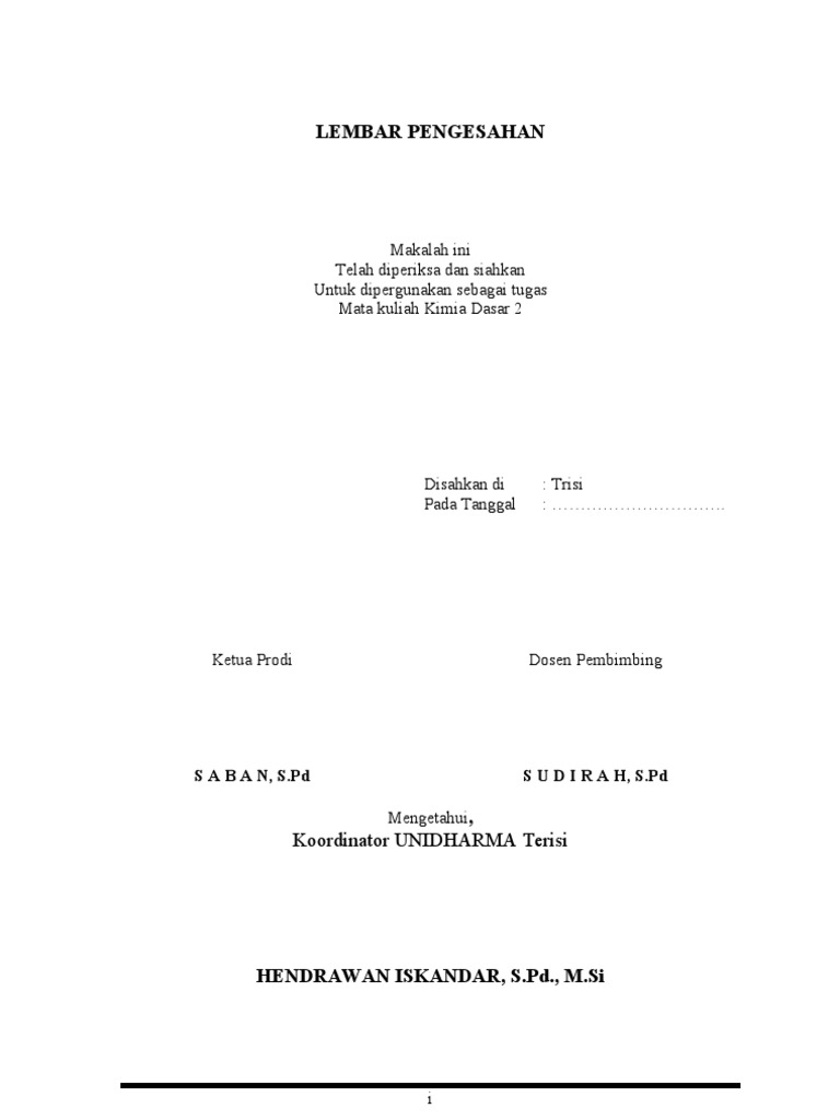Makalah Kimia (Kata Pengantar