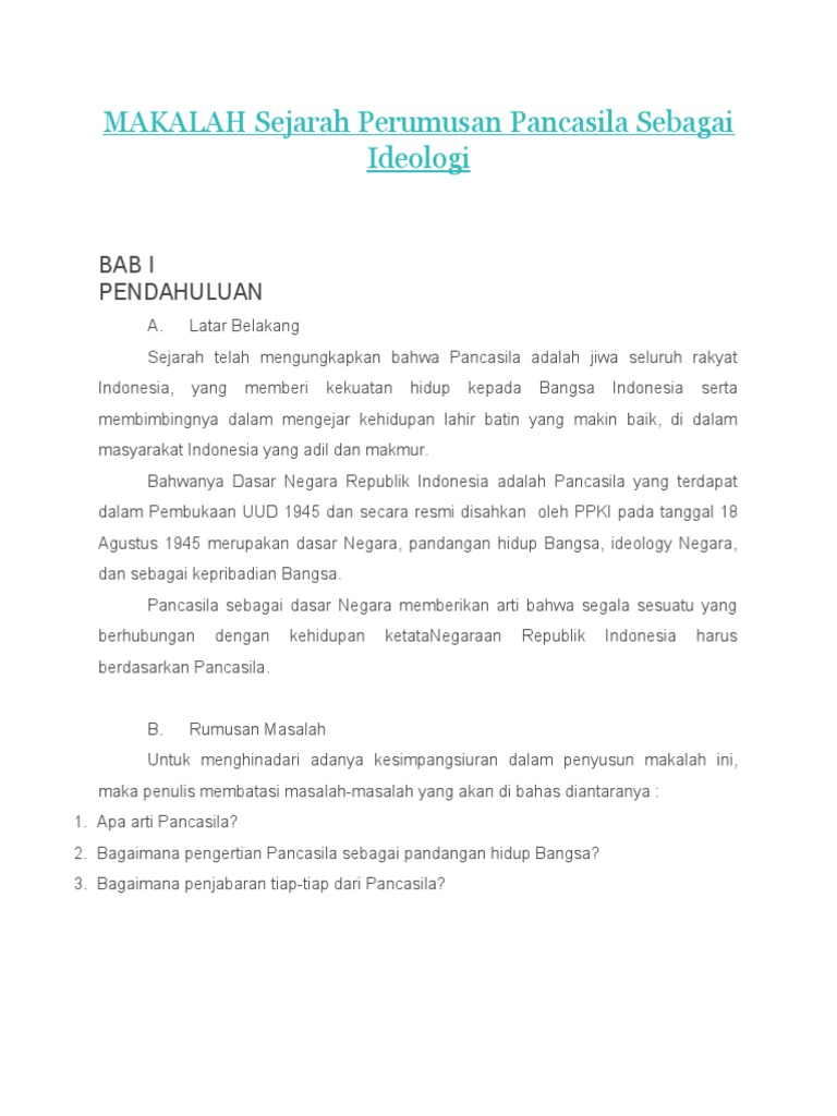 Makalah Sejarah Perumusan Pancasila Sebagai Ideologi