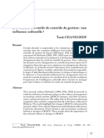 L'Évolution Des Outils de Contrôle de Gestion - Une Influence Culturelle