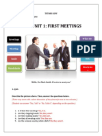 Greetings What Do You Do? Meeting: Tutor'S Copy Chapter 1: Introductions