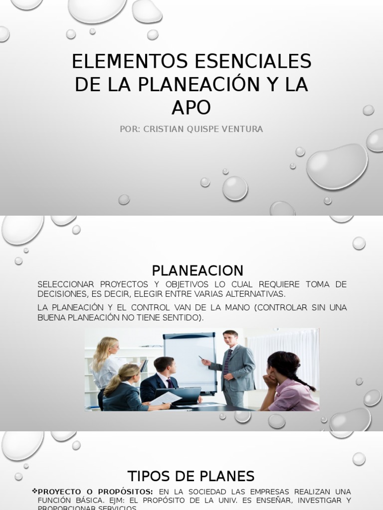 Elementos Esenciales de La Planeación y La APO | PDF | Planificación ...