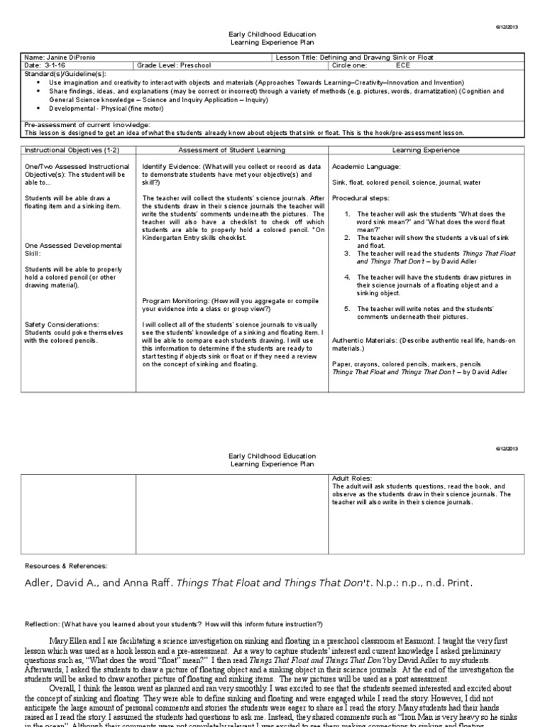 fine art lesson plan Teaching Science