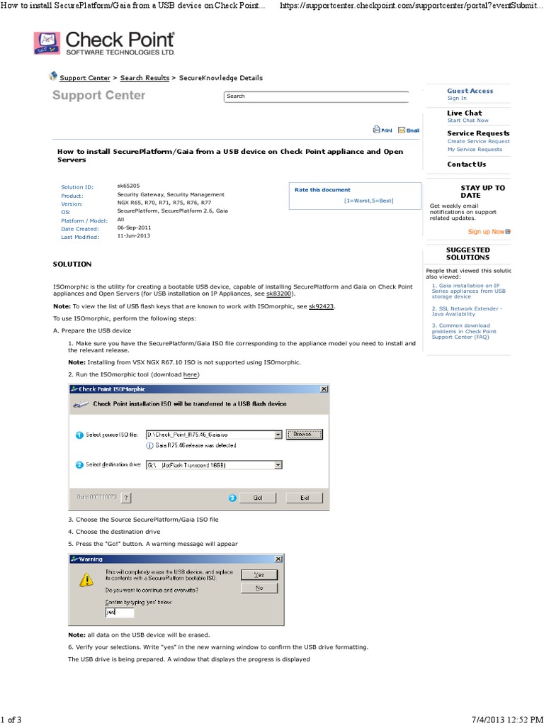 How To Install SecurePlatform - Gaia From A USB Device On Check Point ...
