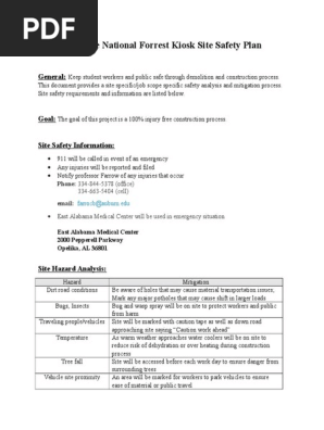 site specific safety plan