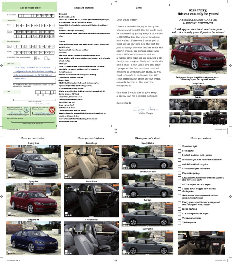 Customize Your Luxury Car Sweepstakes | PDF | Seat Belt | Trunk (Car)