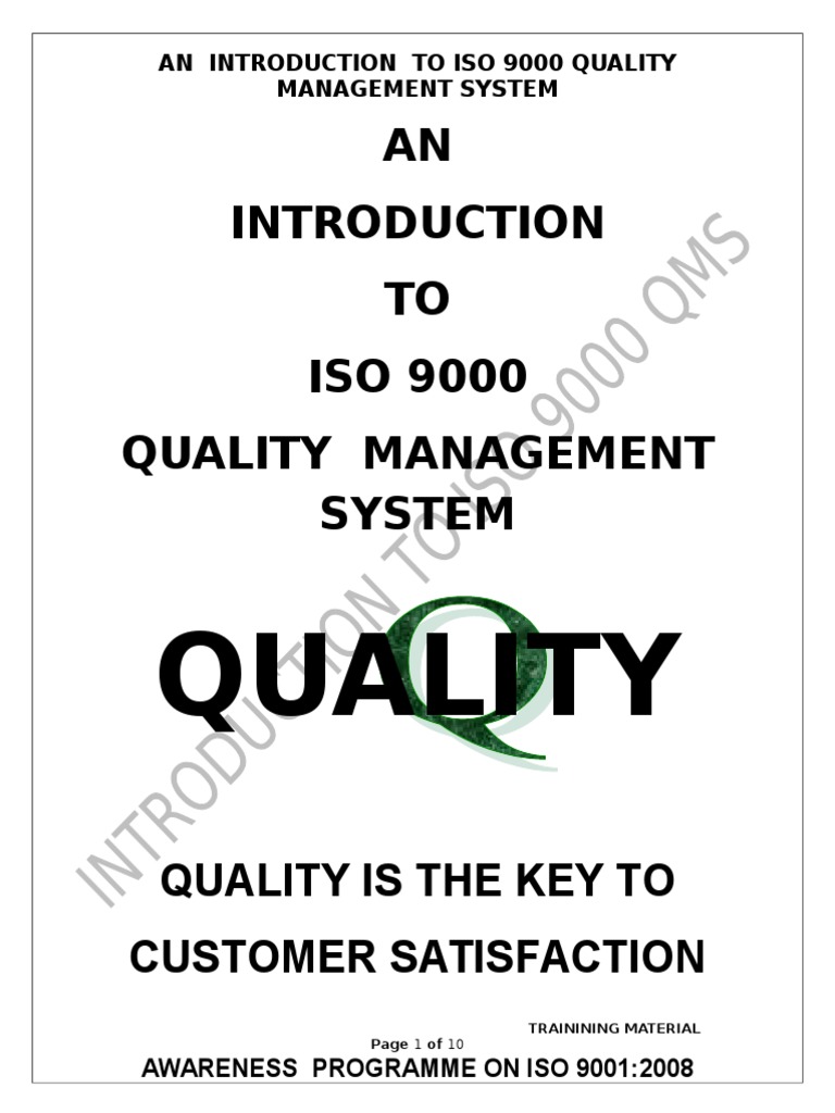 AN TO ISO 9000 Quality Management System | PDF | Iso 9000 | Quality ...