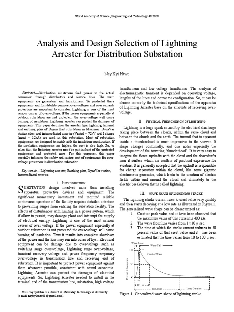 Lightning Arrester Design for Substations | PDF | Electrical Substation ...