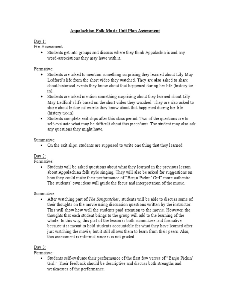 Unit Plan Assessment | PDF | Educational Assessment | Educational ...