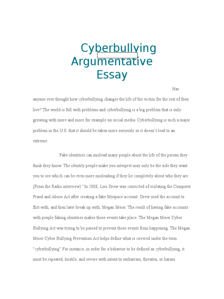 bullying argumentative essay brainly