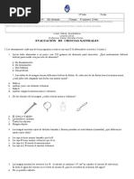 Prueba de Ciencias 4º Masa Volumen....
