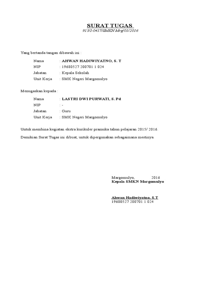 Surat Tugas Pramuka