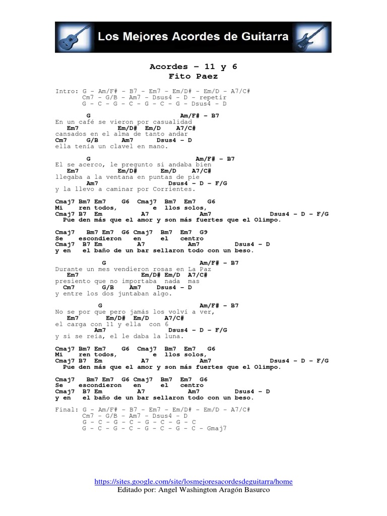 Acordes 11 y 6 Fito Paez PDF