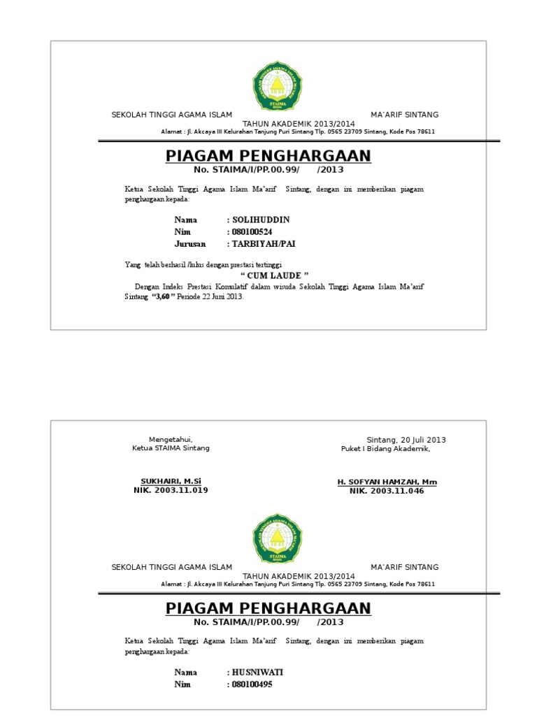 SERTIFIKAT WISUDA