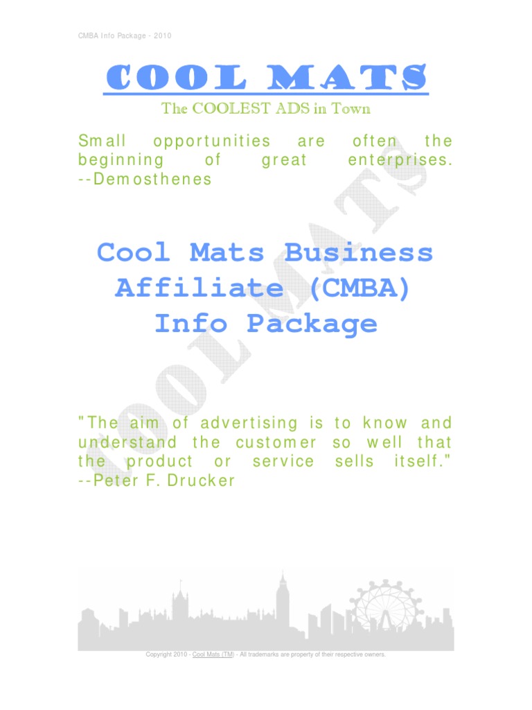 Cool Mats Restaurant Placemats Advertising Business Opportunity PDF