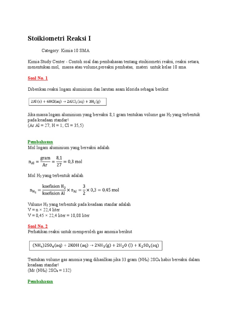 Stoikiometri Reaksi I